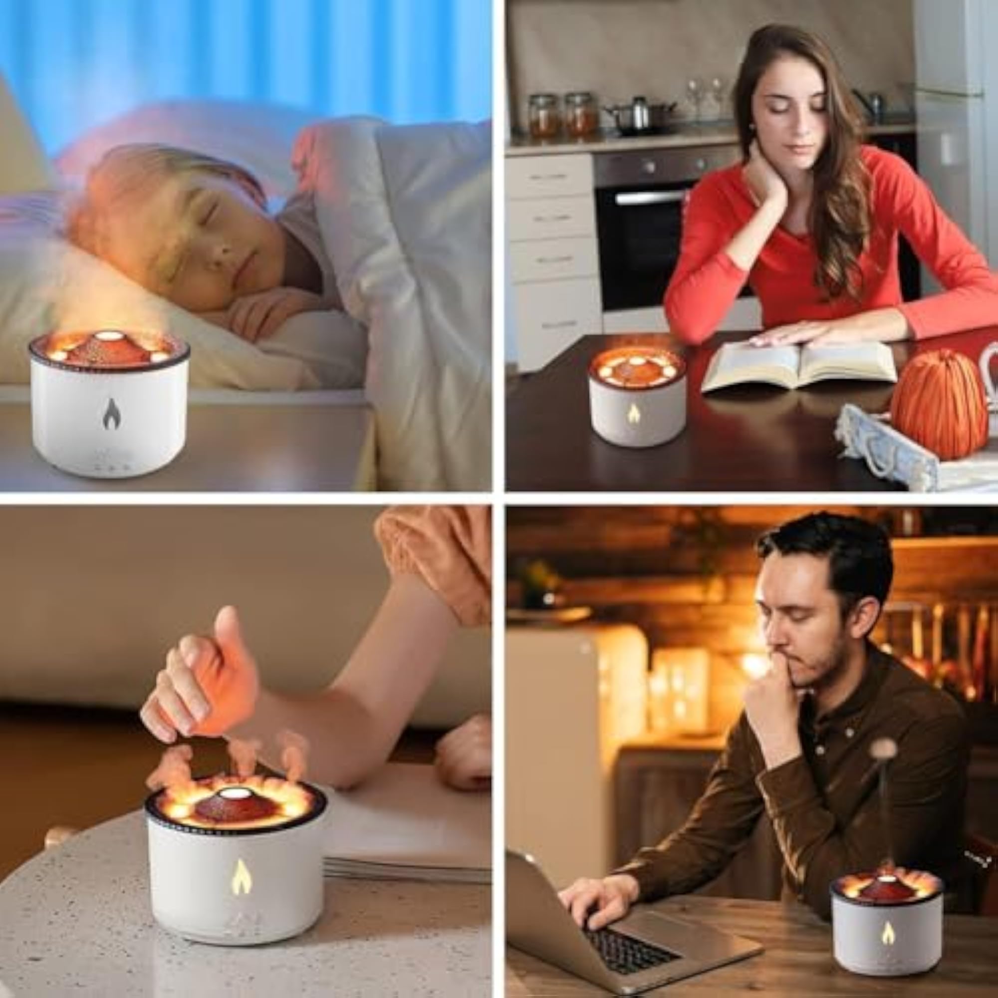 Diffuser with Flame Light and Mist Humidifier